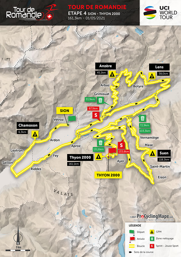 Tour of Romandie stage 4 map